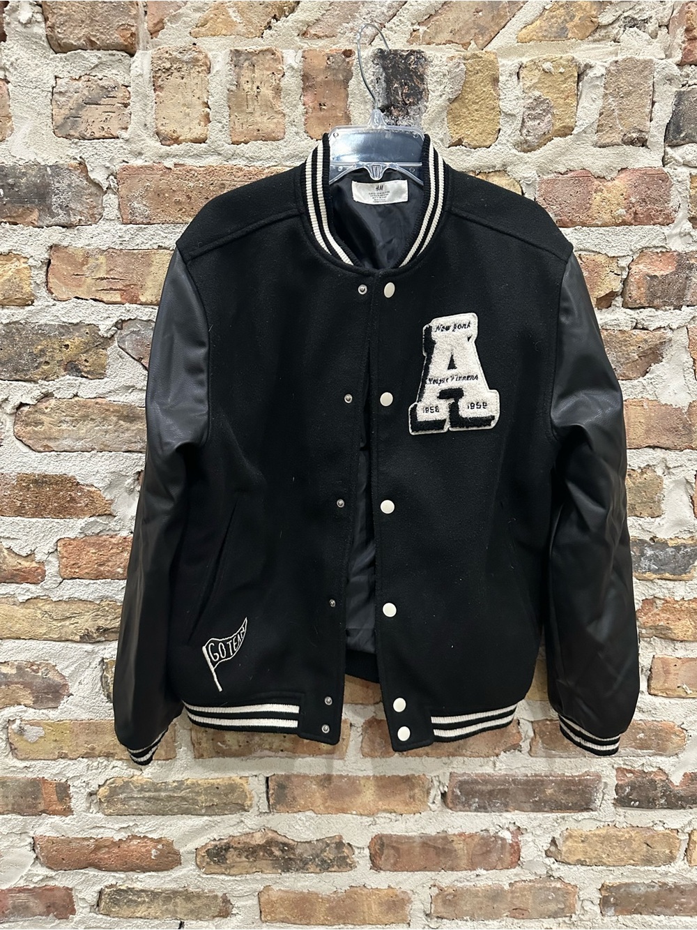H&M Black & White Varsity Letterman Jacket